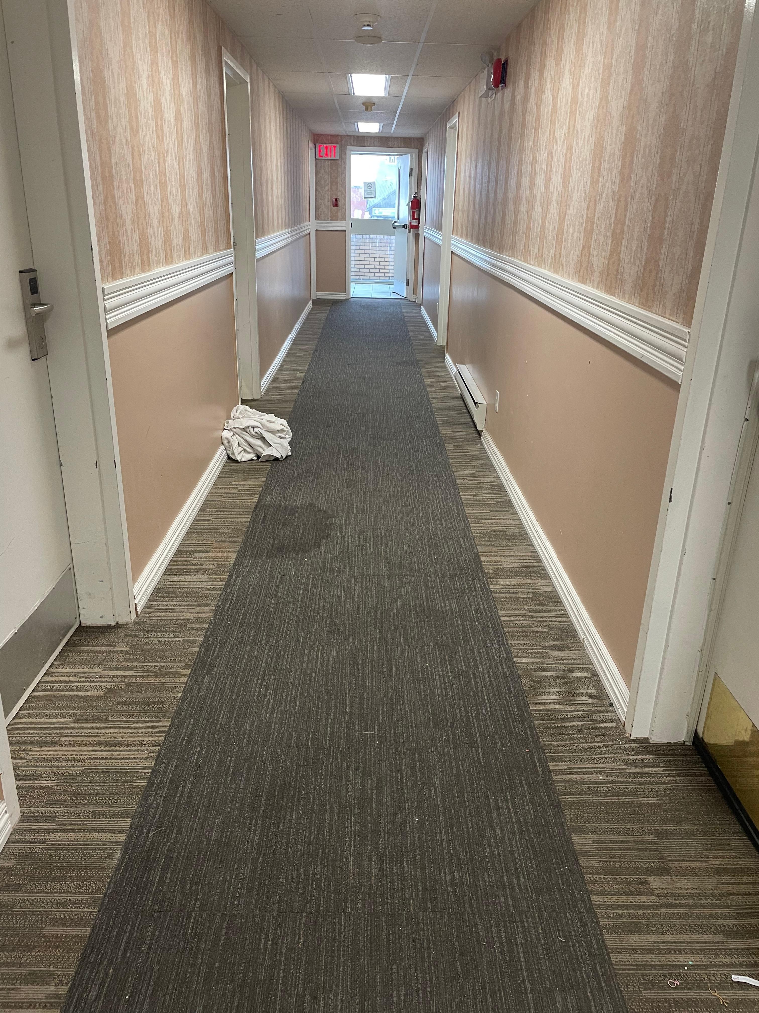 Huge stain & dirty laundry in hsll