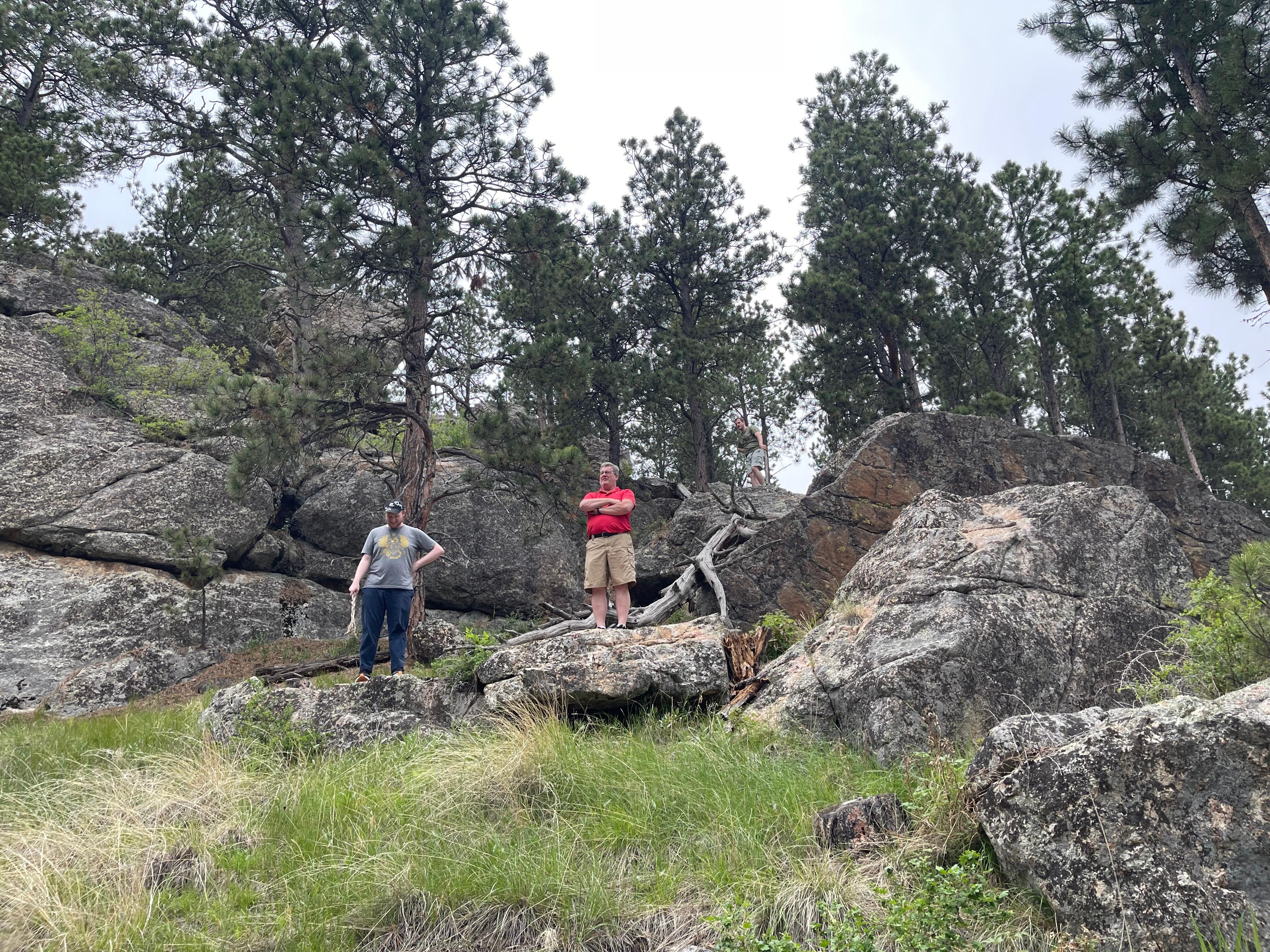 In the rocks. 