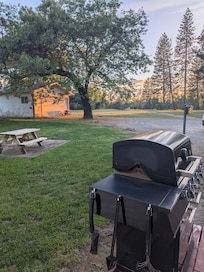 Backyard next to hot tub