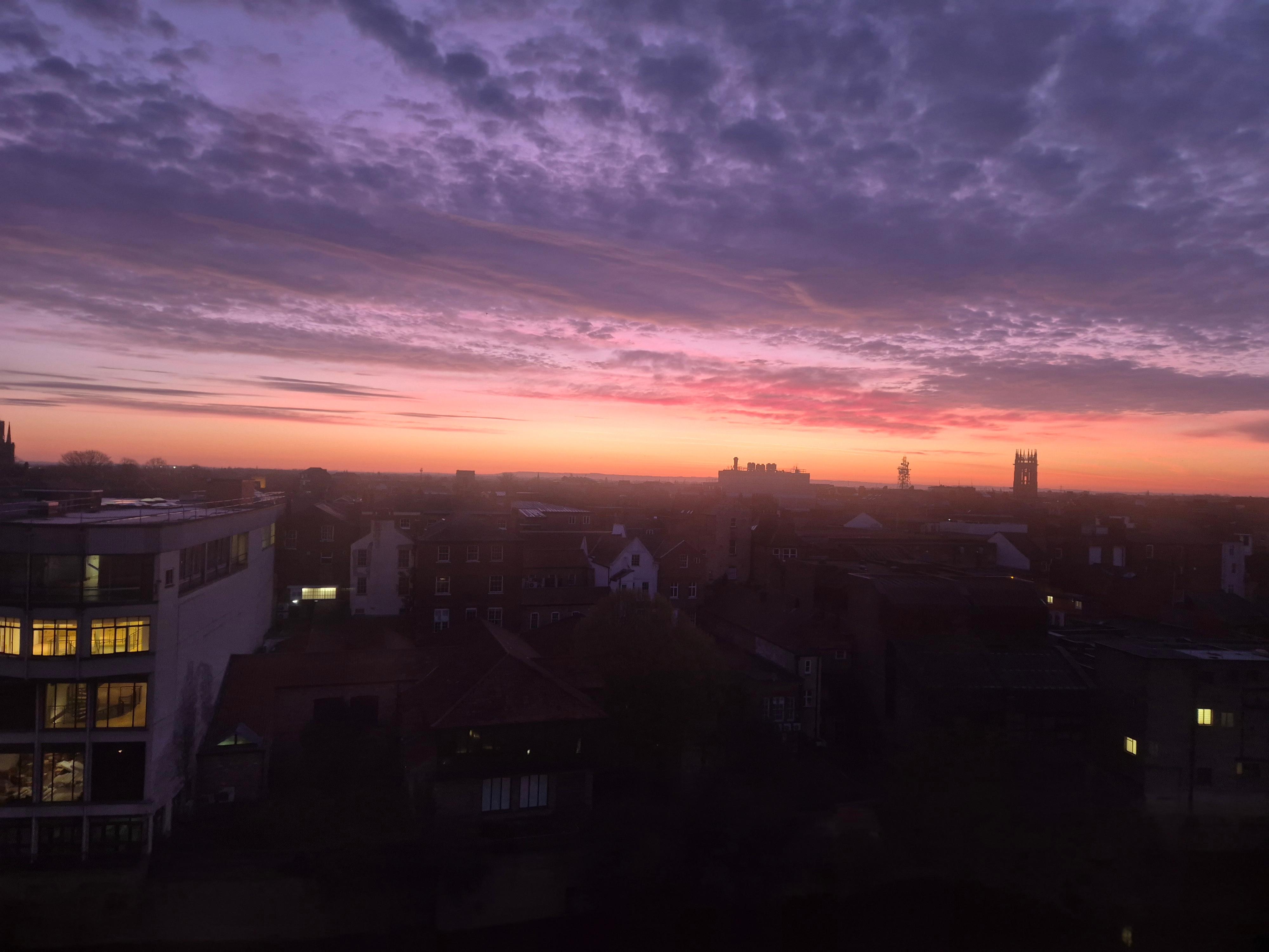 Sunrise from the window of my bedroom. 