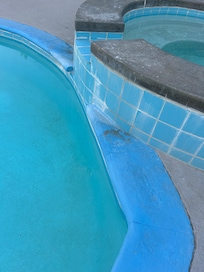 Pool stained and dirty on the outside