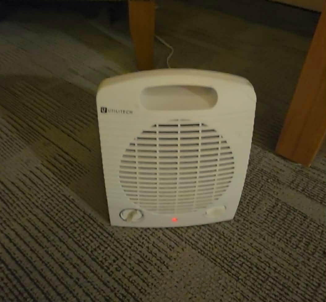 This is the portable heater that the front desk called us to get from the lobby. This was what we used instead of the room heater.