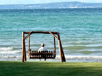 The view of Mackinaw Island from the waterfront of the cottage!