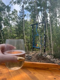 Chillin’ at the new super high quality wood outdoor bar.
