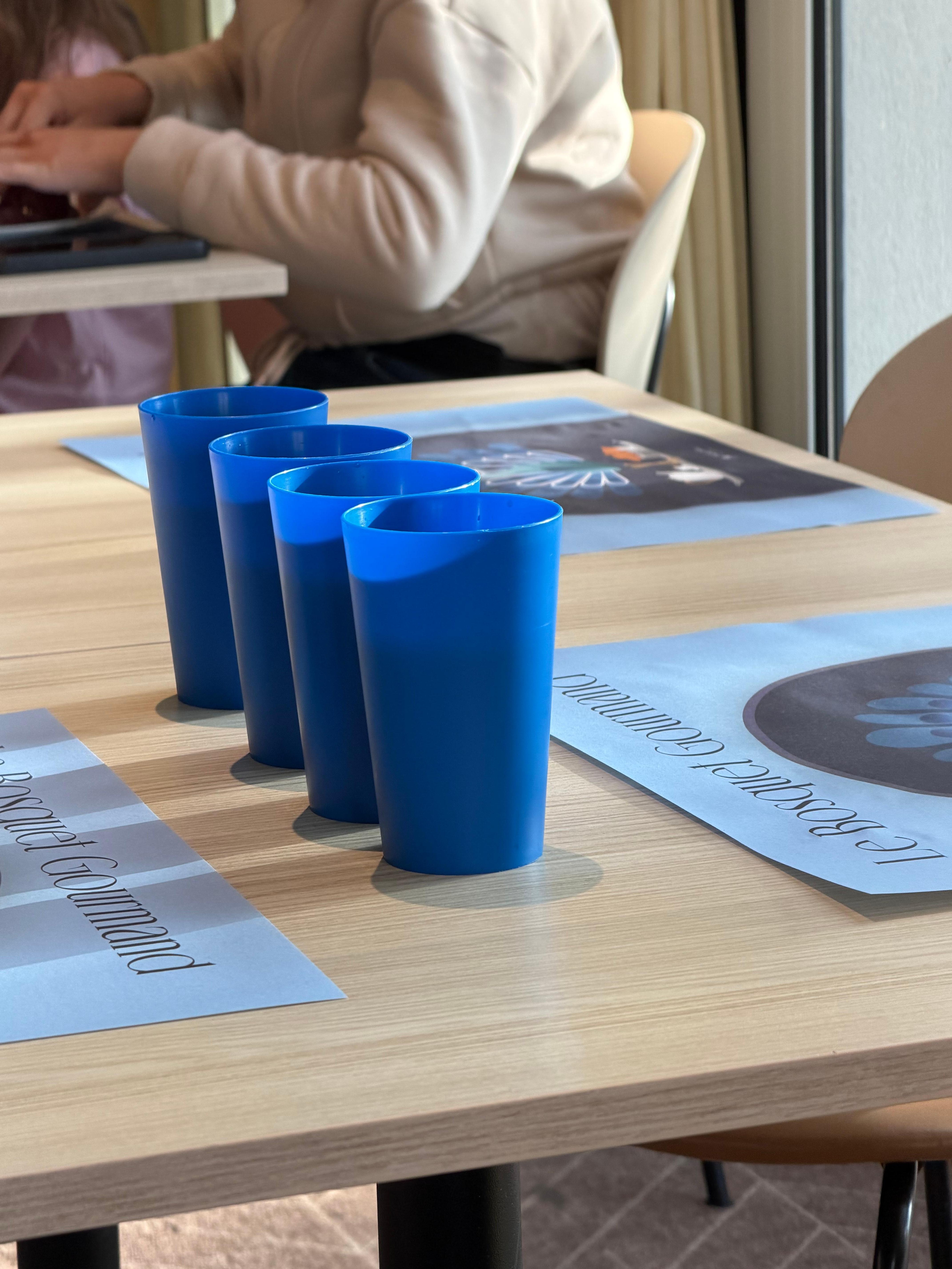 Used and abused plastic cups at breakfast