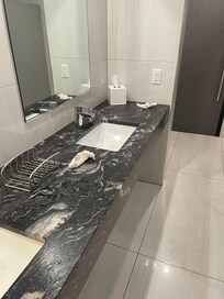 Restroom at the lobby at 9:30 am. No one came to clean it