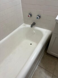 The bathtub was really dirty.