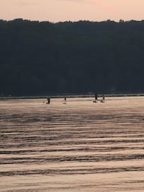 Paddle boarding at sunset