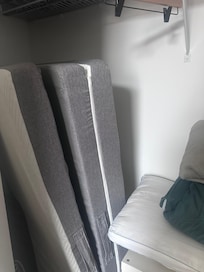 Closet stuffed with random stuff