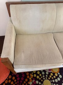 Heavy stains on couch.
(Newly remodeled room)