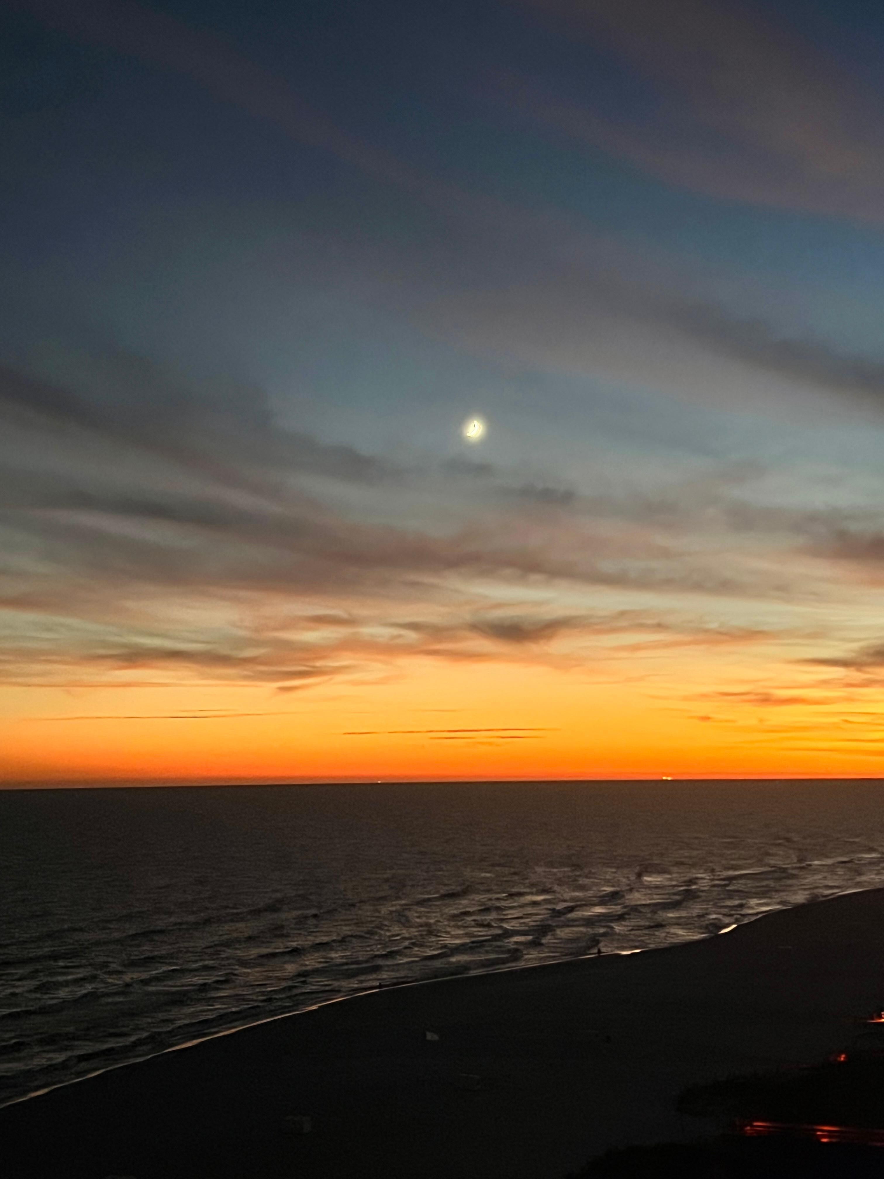 Moon and sunset. 
