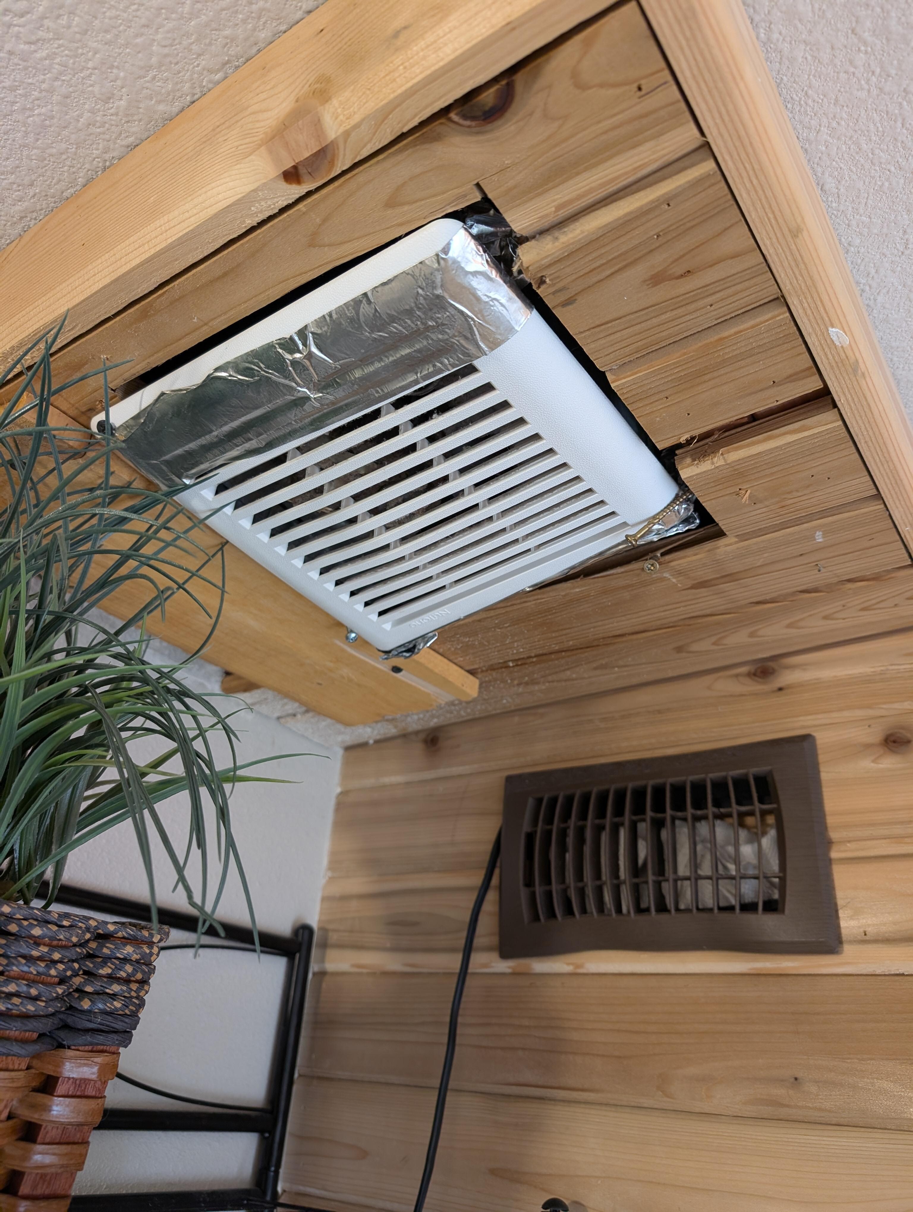 Ventilation and wiring to the sauna