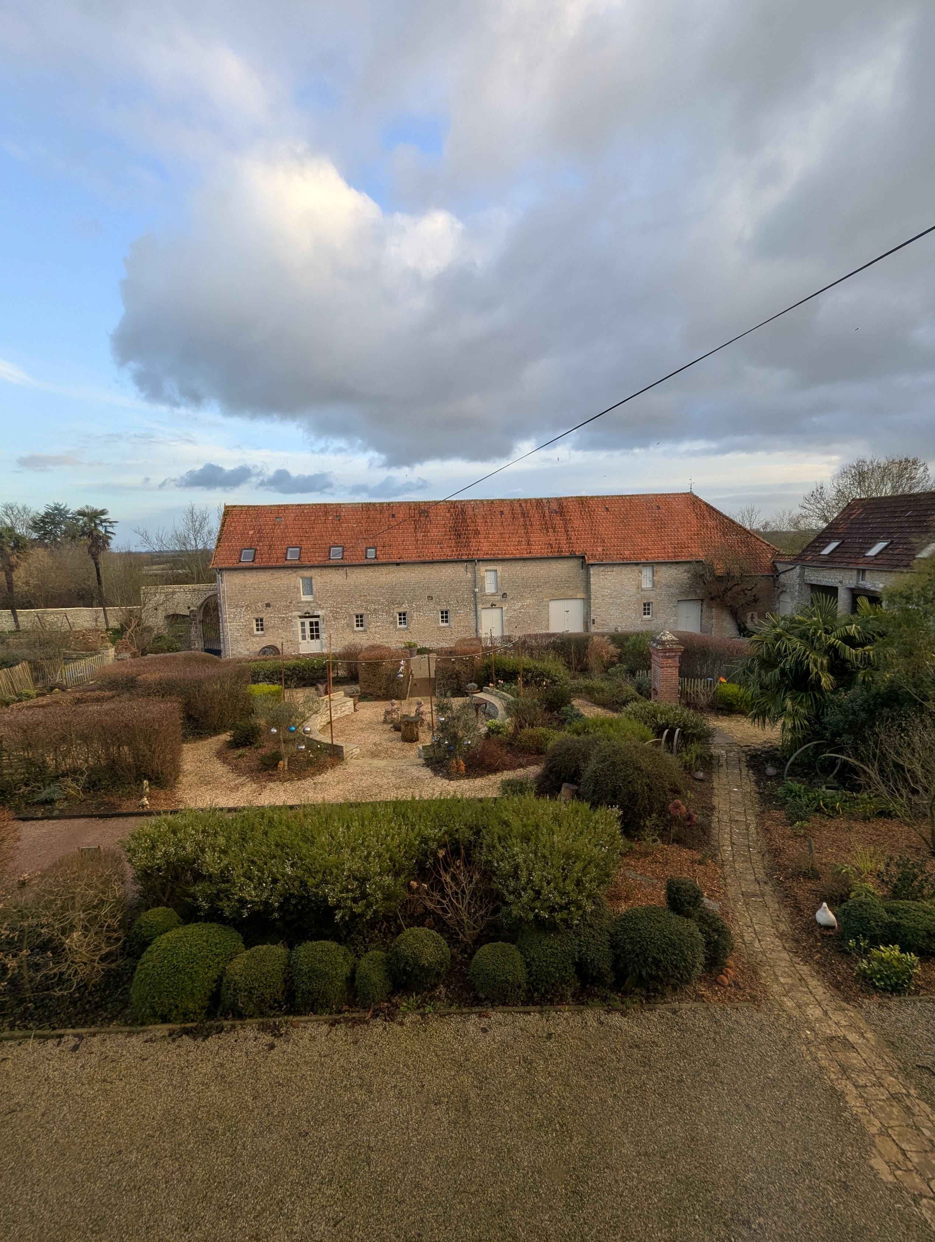 Looking out our morning window to the winter sleeping garden...