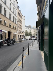 Street view to the right of apt front door