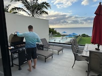 Grilled dinner at sunset