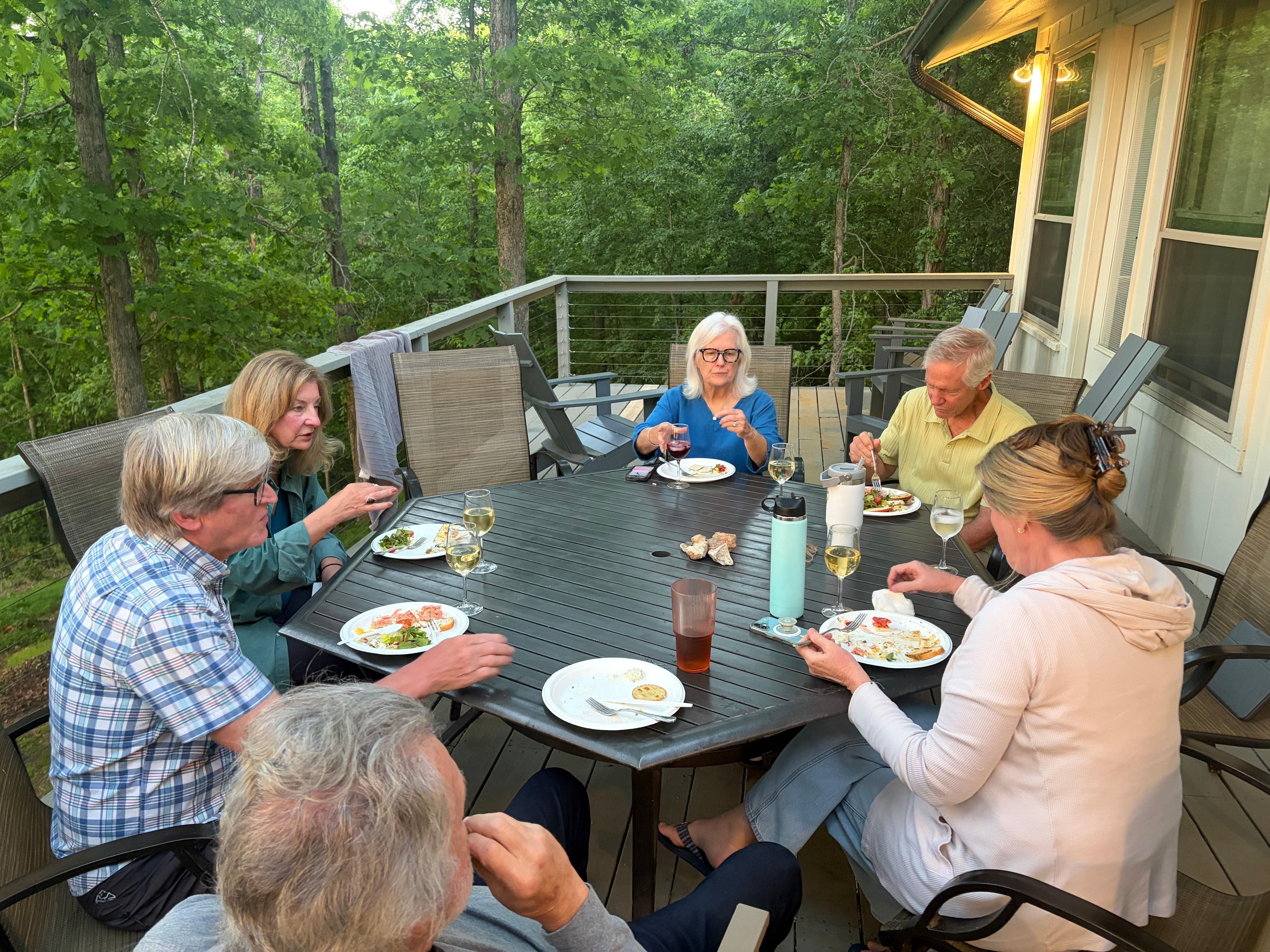 Dinner amongst the trees on the deck.