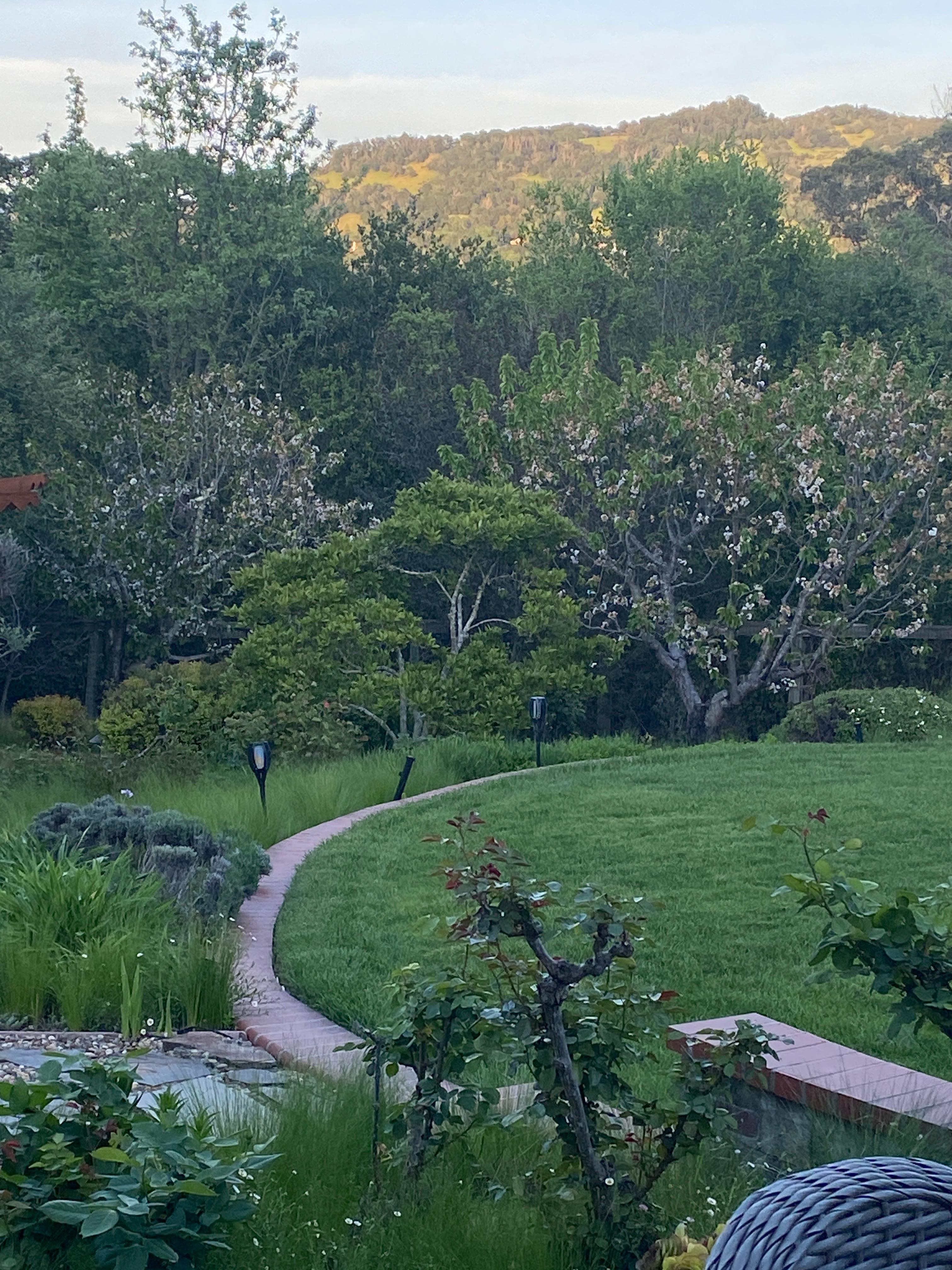 The sunset view of the mountains from the kitchen 