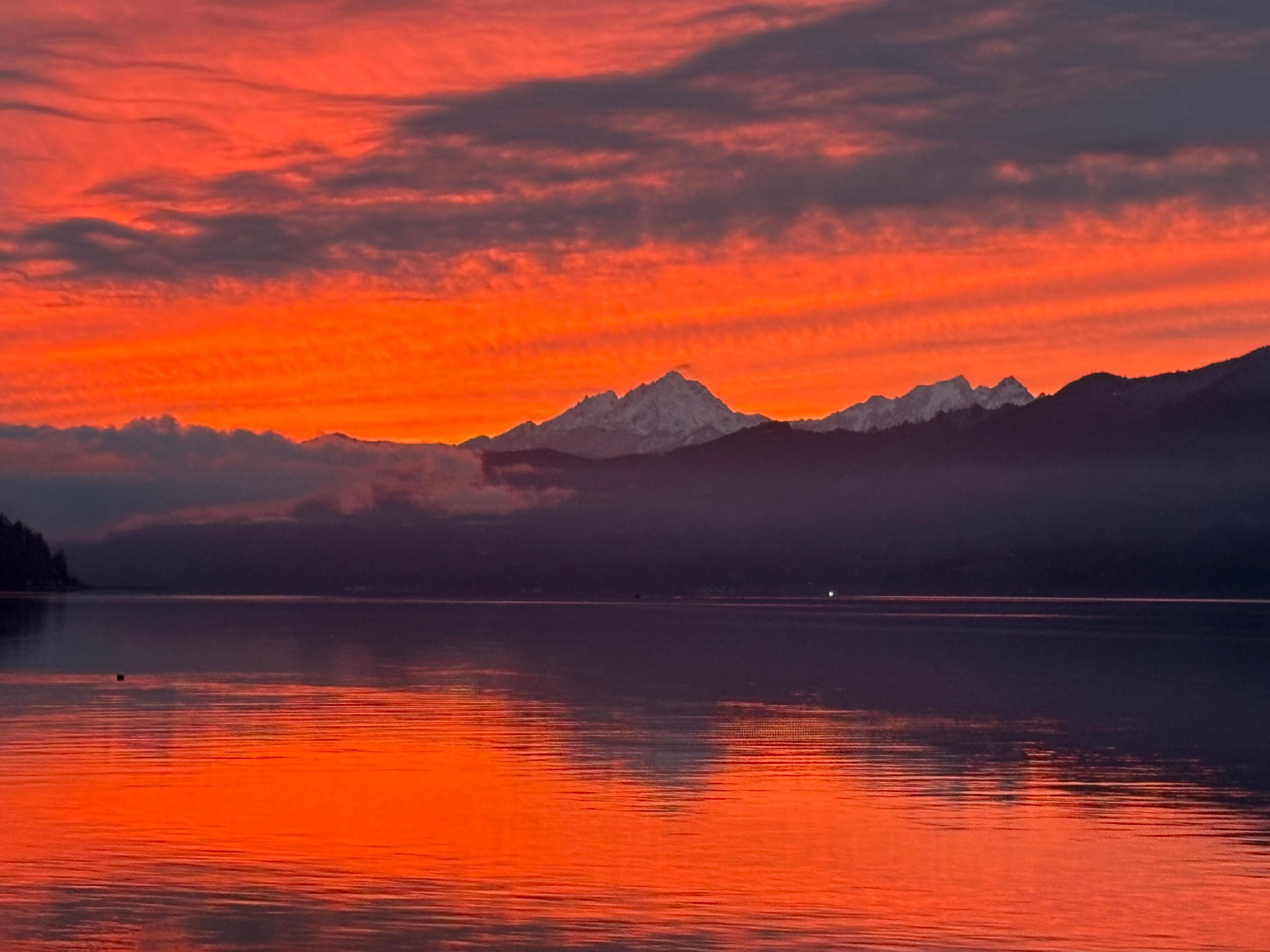 Sunset over the Olympics from the back deck