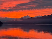 Sunset over the Olympics from the back deck