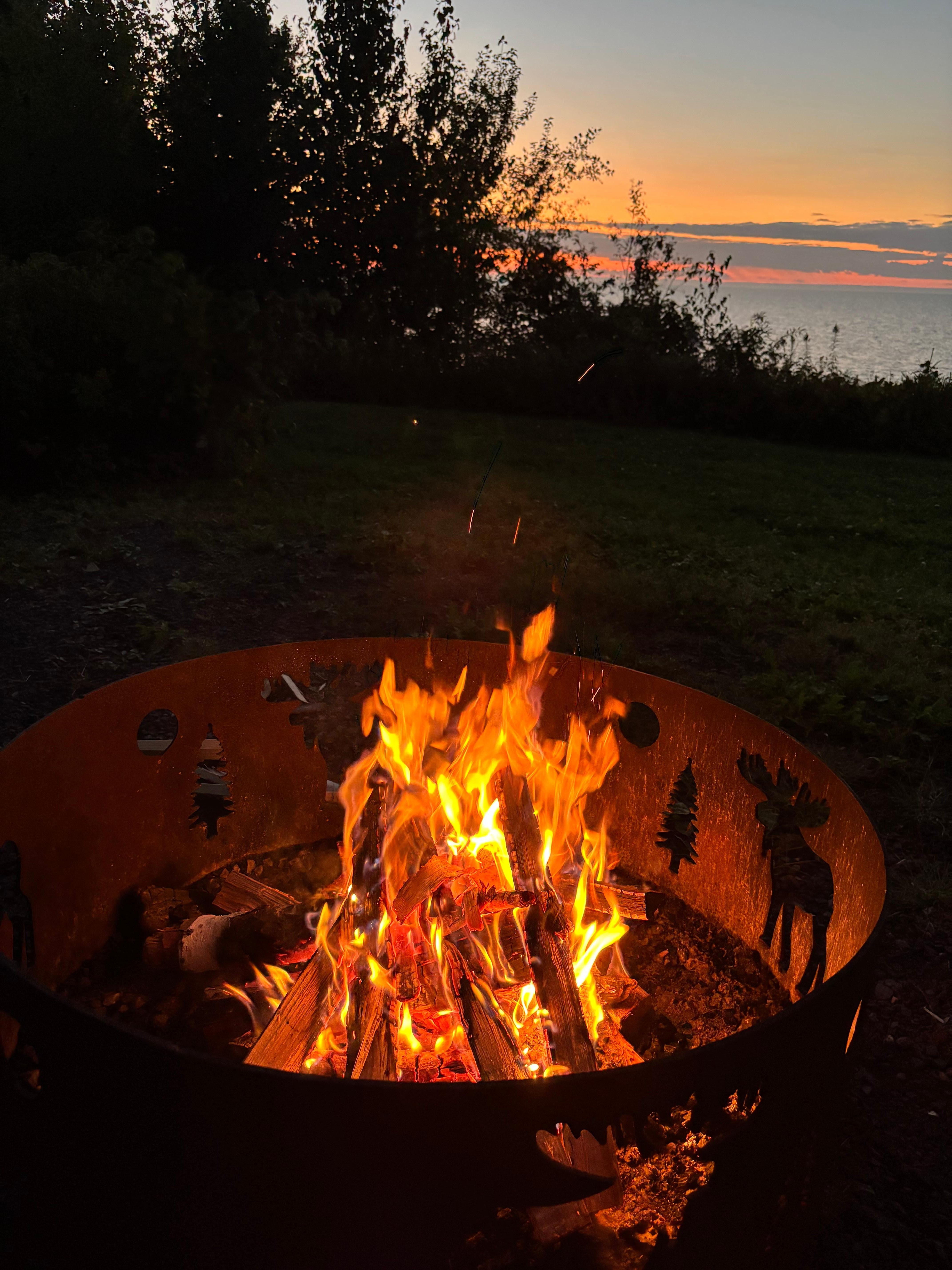What is better than a dancing fire, waves lapping on the shore, and a beautiful sunset?