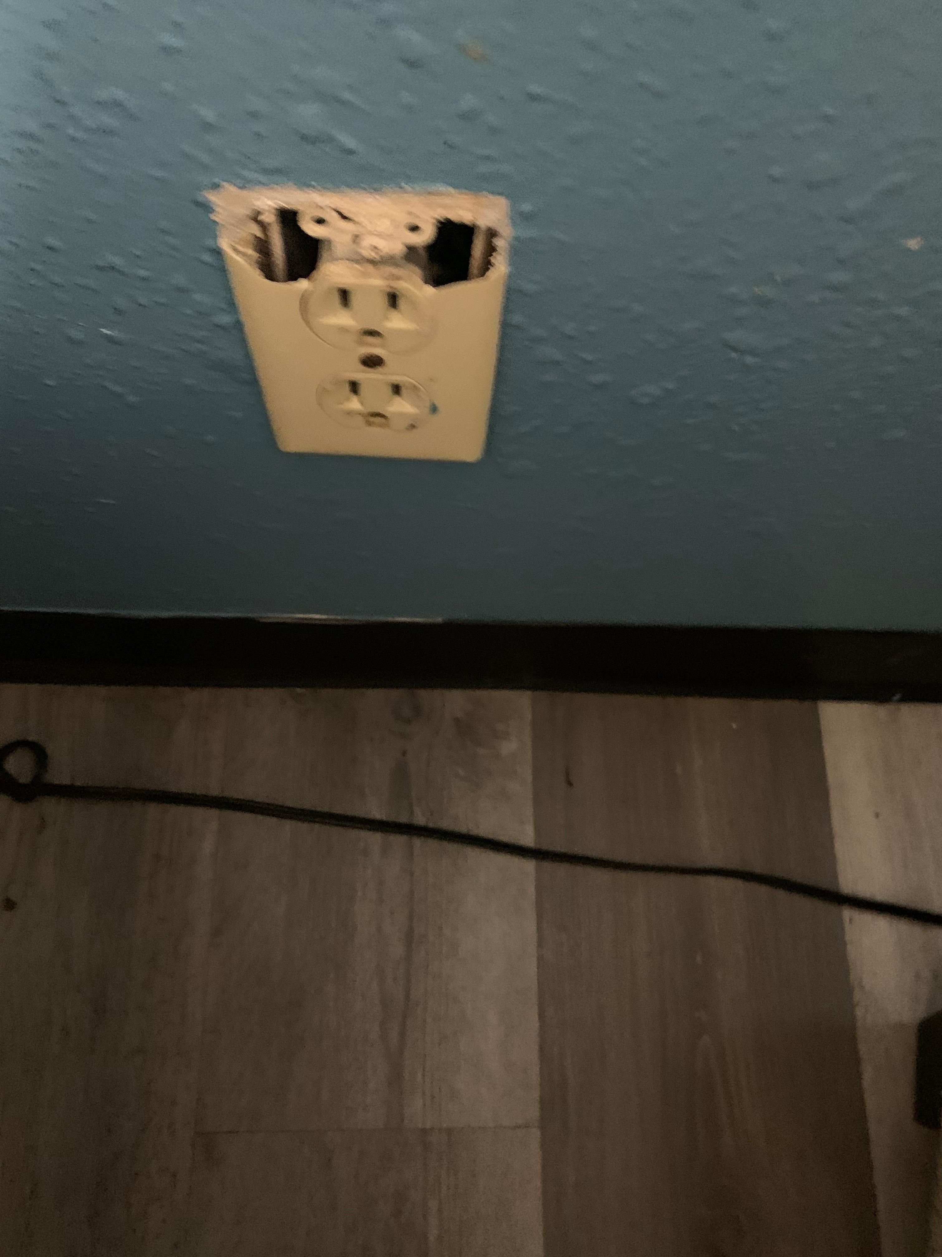 Electrical outlet was nasty, sticky, was not working and broken.