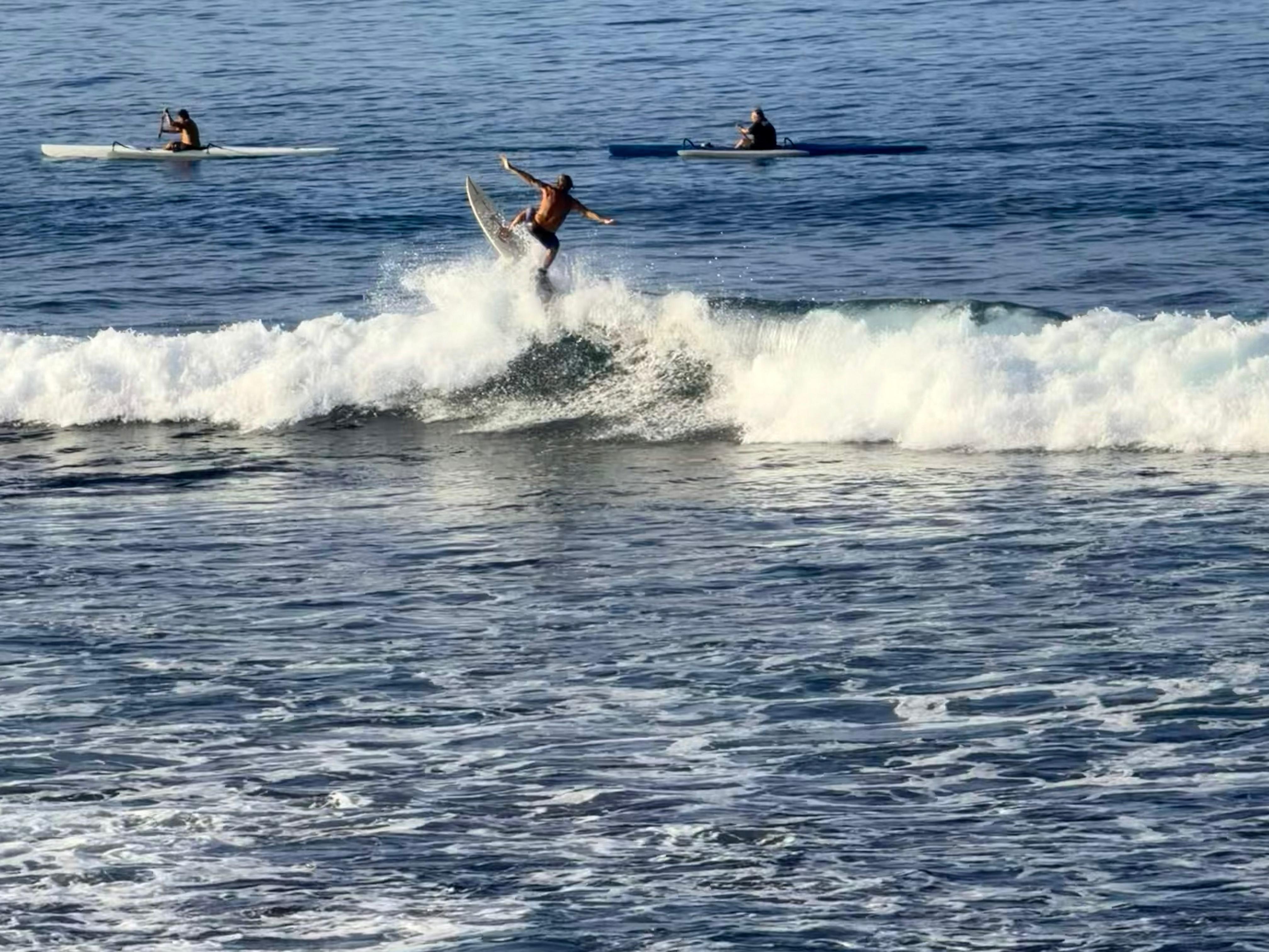 So many surfers in the early morning, amazing talent. 