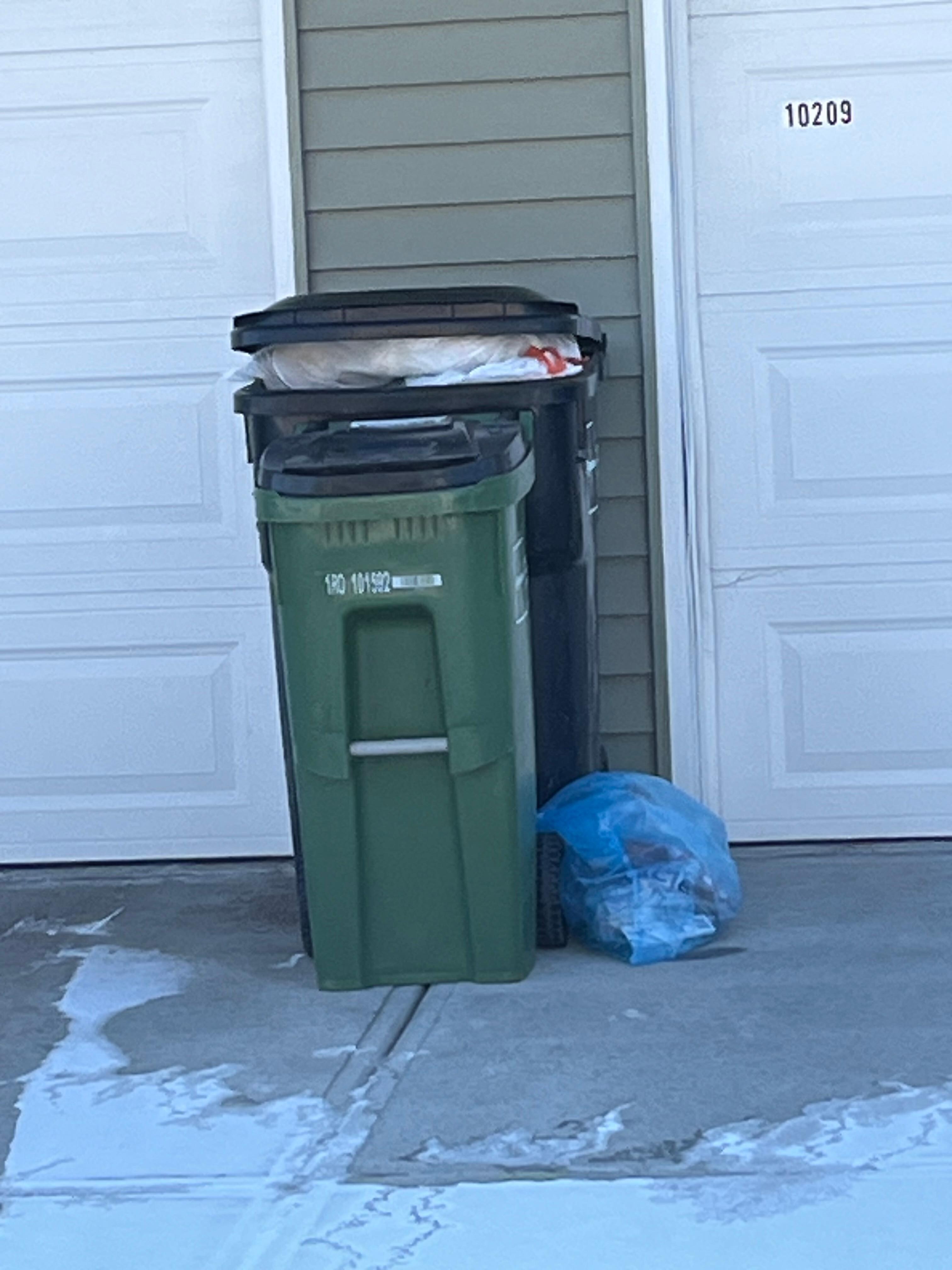 Garbage cans were overflowing when we arrived