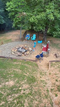 From the deck down to the fire pit