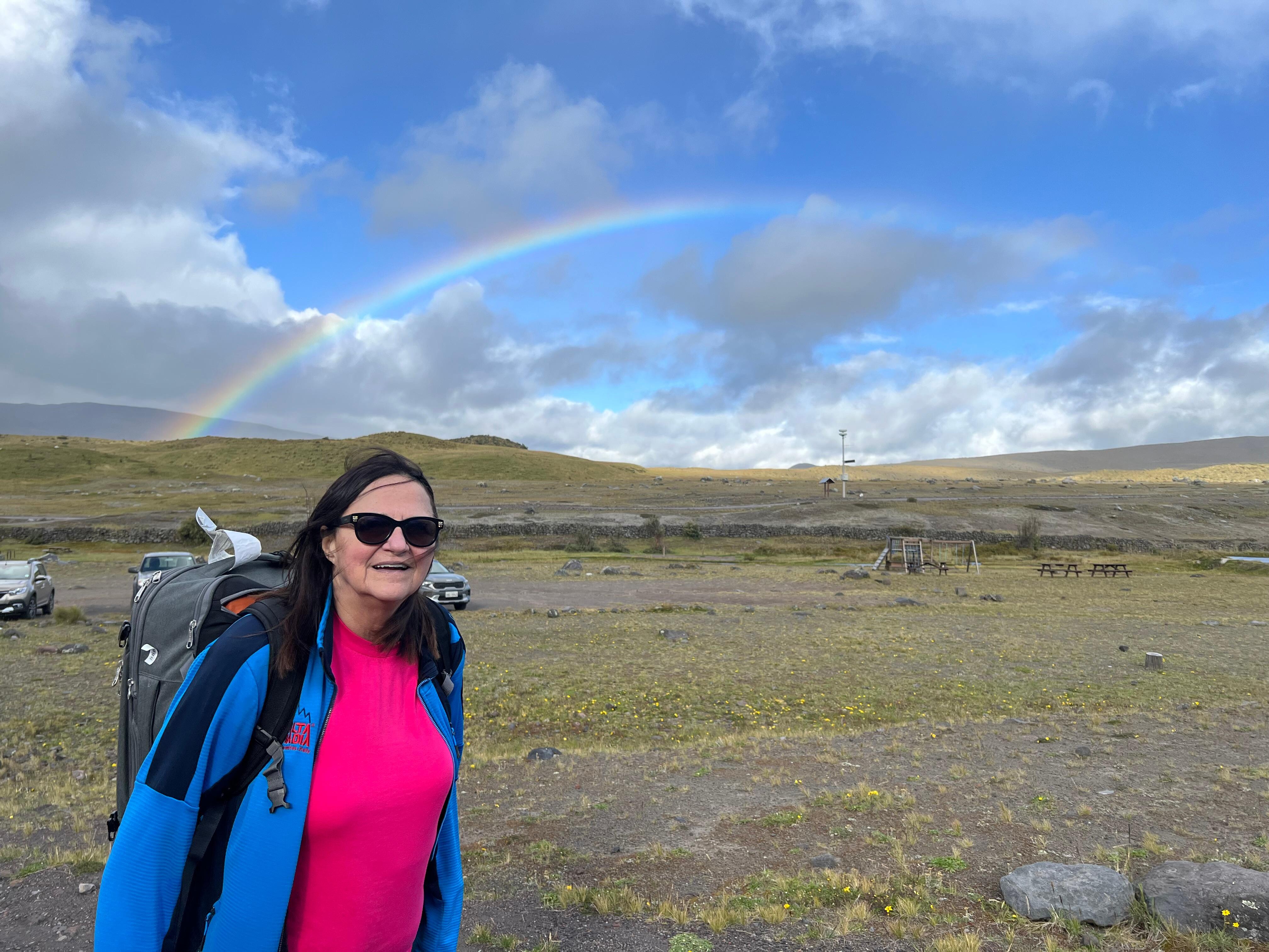 A rainbow greets our arrival at Tambopaxi lodge.