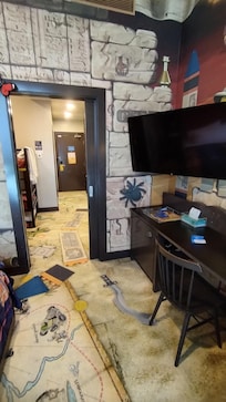 Long walkway from door to window