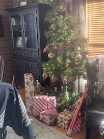 They have christmas decorations, what made it so very easy for my kids? It was a cozy Christmas. The whole cabin itself was amazing. I didnt wonna leave