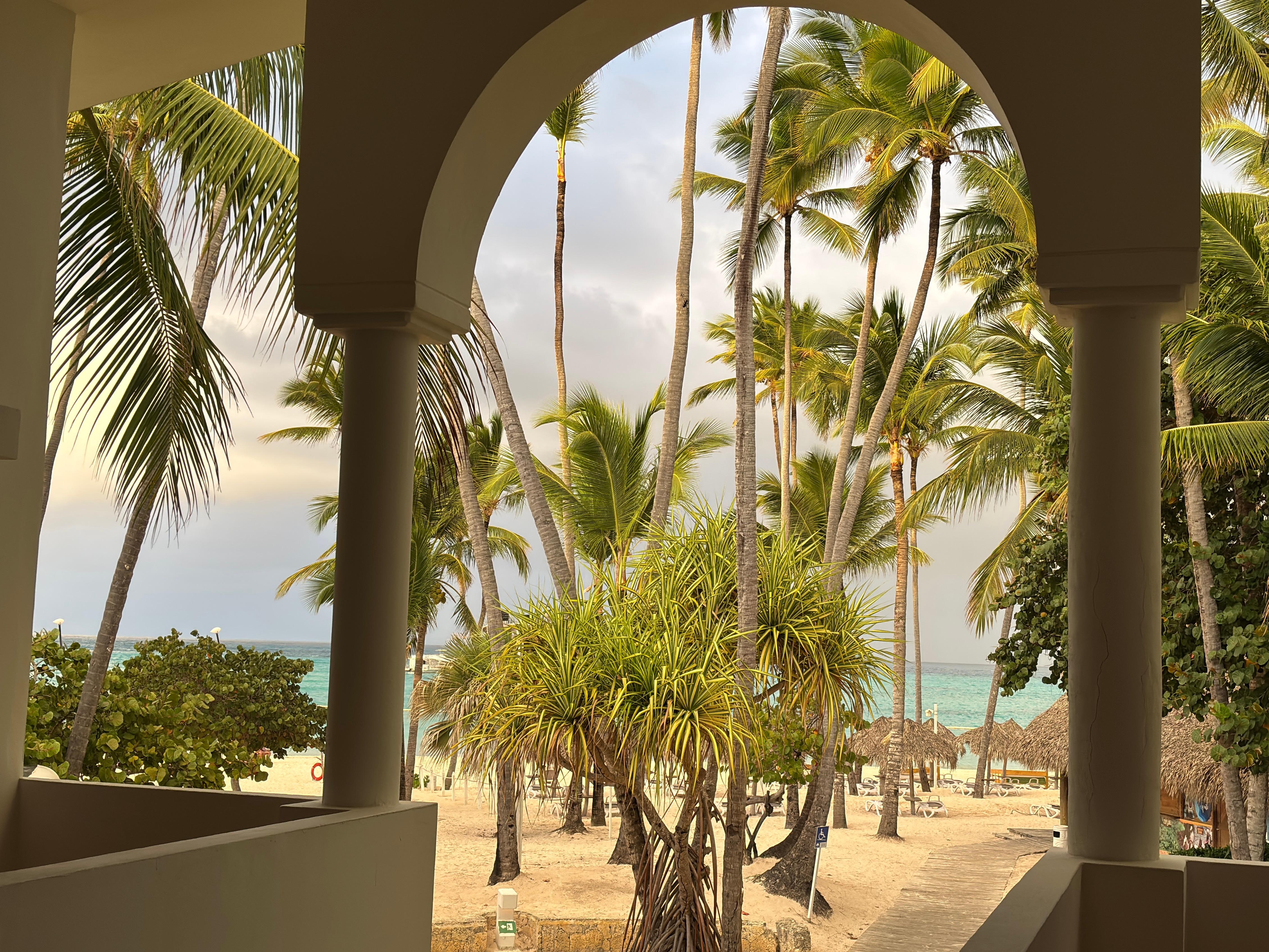 View of ocean and beach from our staircase