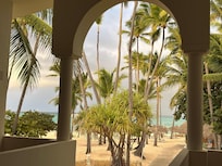 View of ocean and beach from our staircase