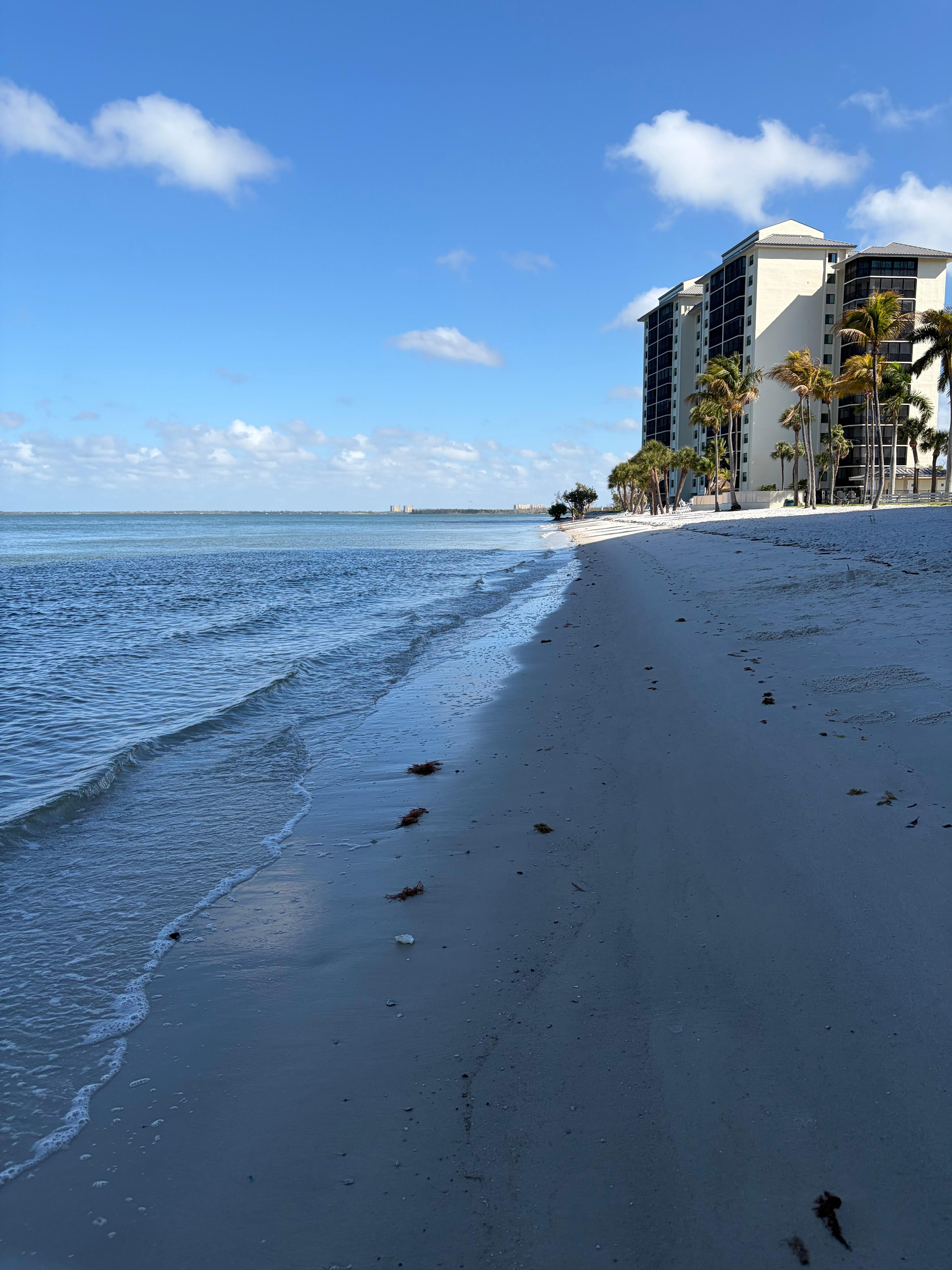On the beach in front of the property