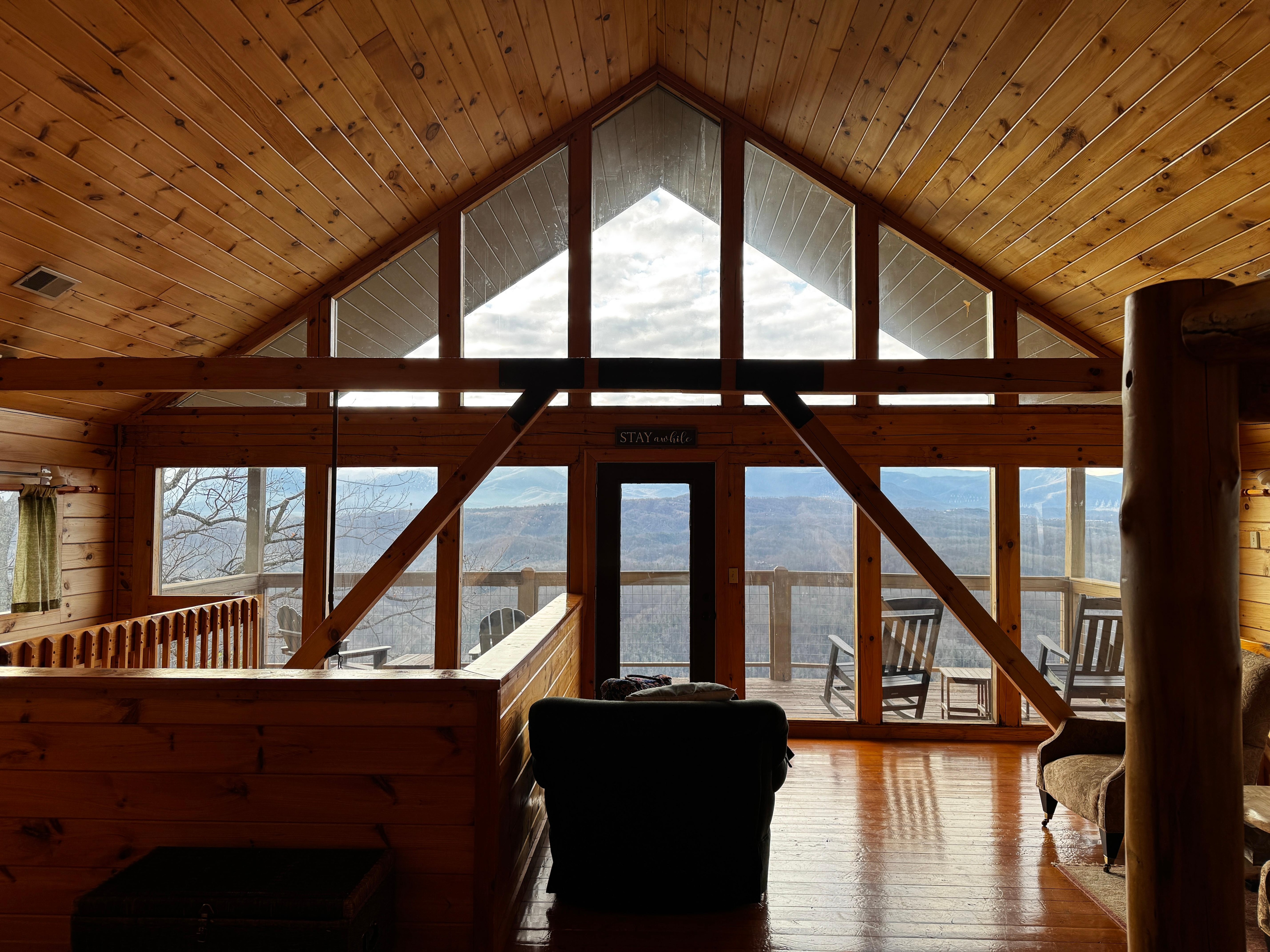 Looking out from the master bedroom on upper level