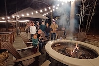 Making s'mores around the firepit