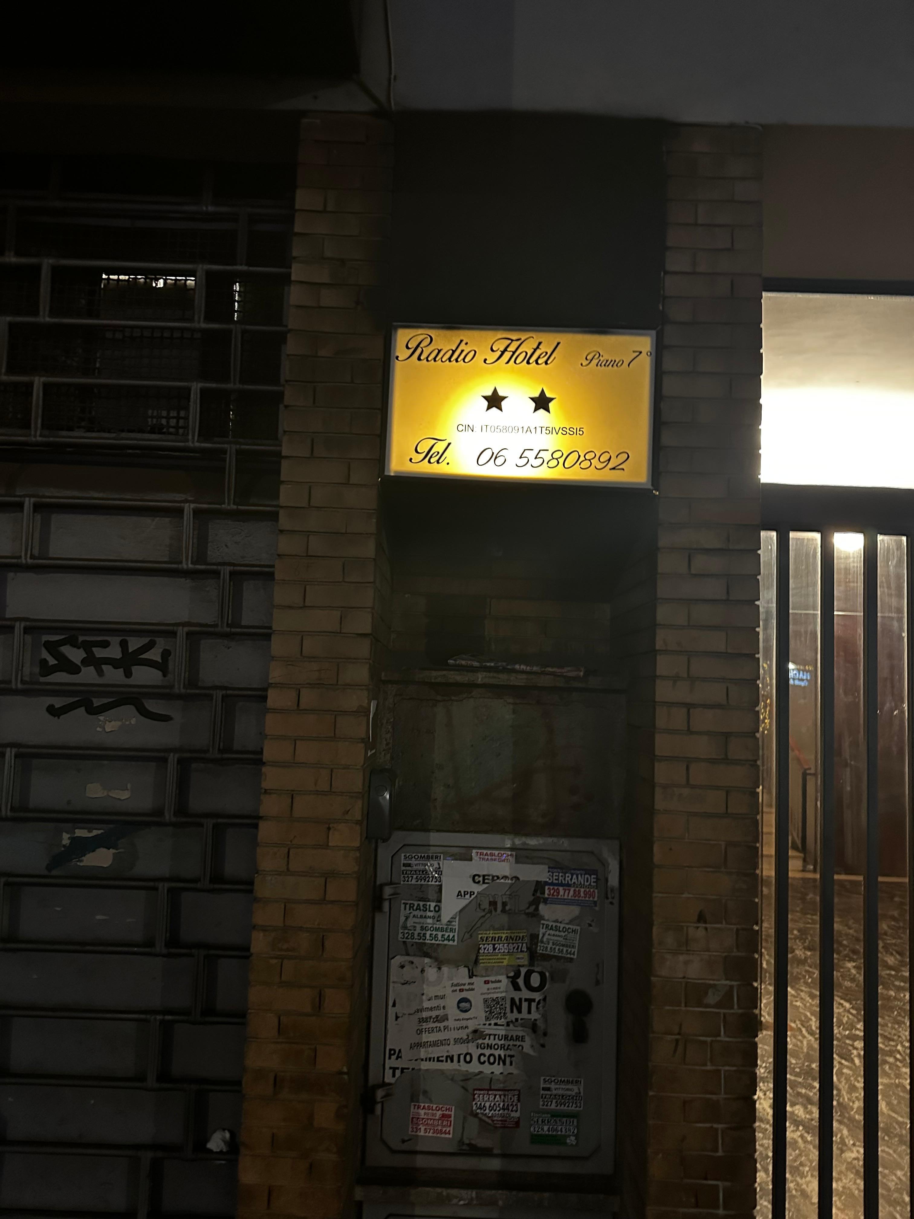 The entrance to the building is locked with bars. The hotel is on the 7th and 8th floors of an apartment building and you have to ring to be let in. 
