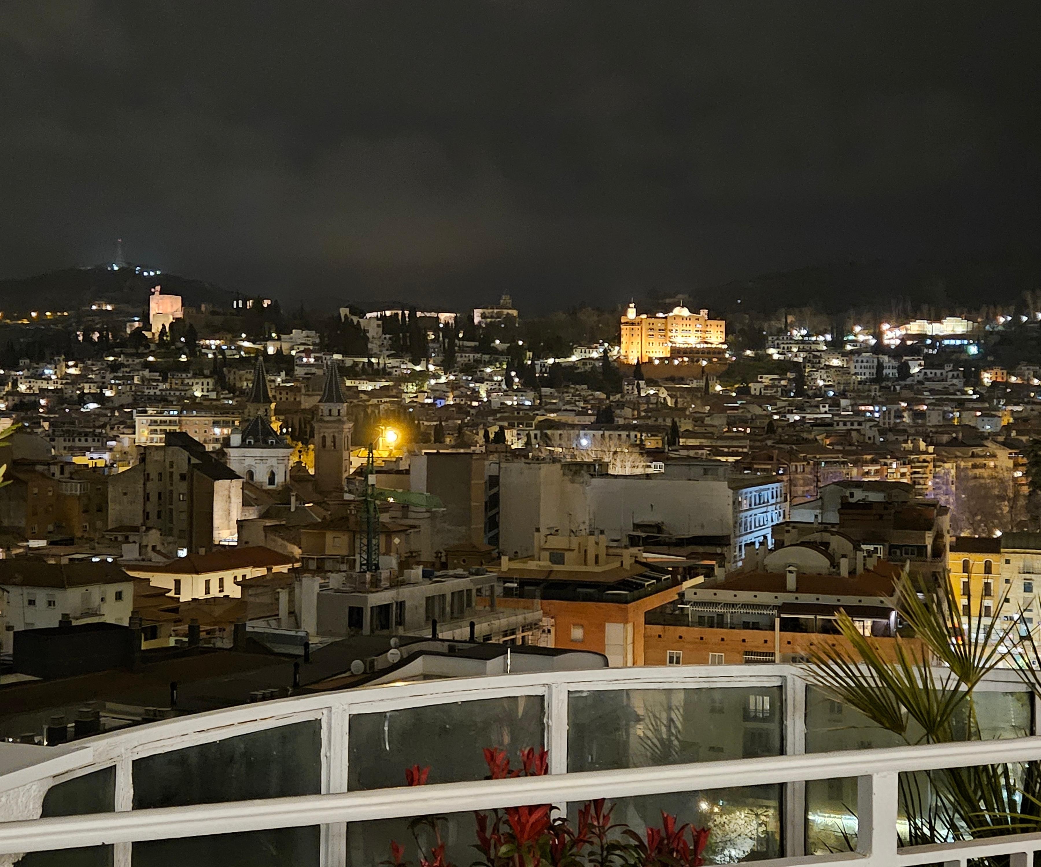 Roof terrace view at night 