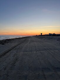 Sunset view walking on the beach