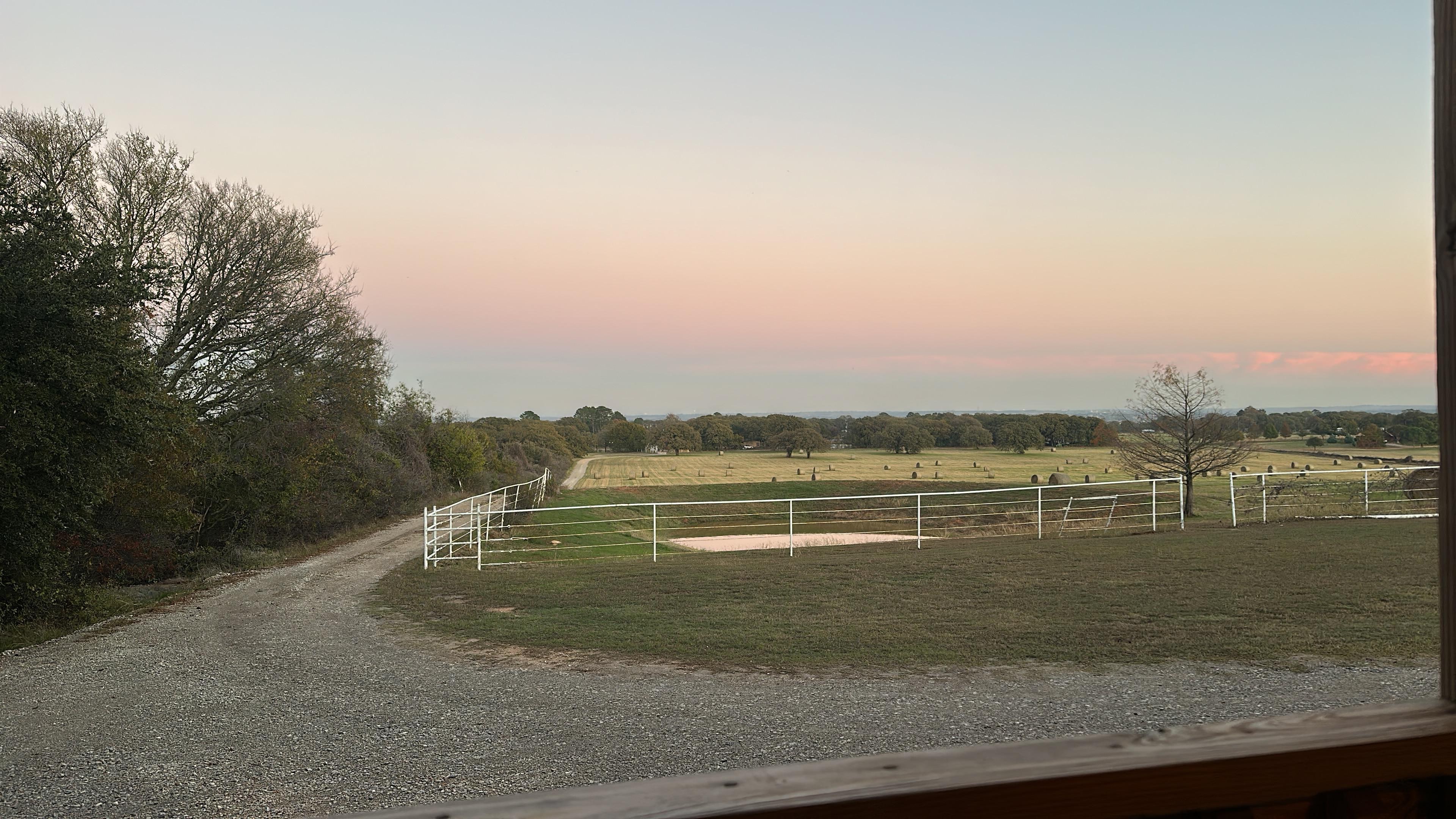 Peaceful evening view, with birds singing and the calm, quiet peace of the country!  