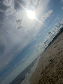 The beach directly across Beach Blvd. from the cottage was never packed so plenty of room to run around!
