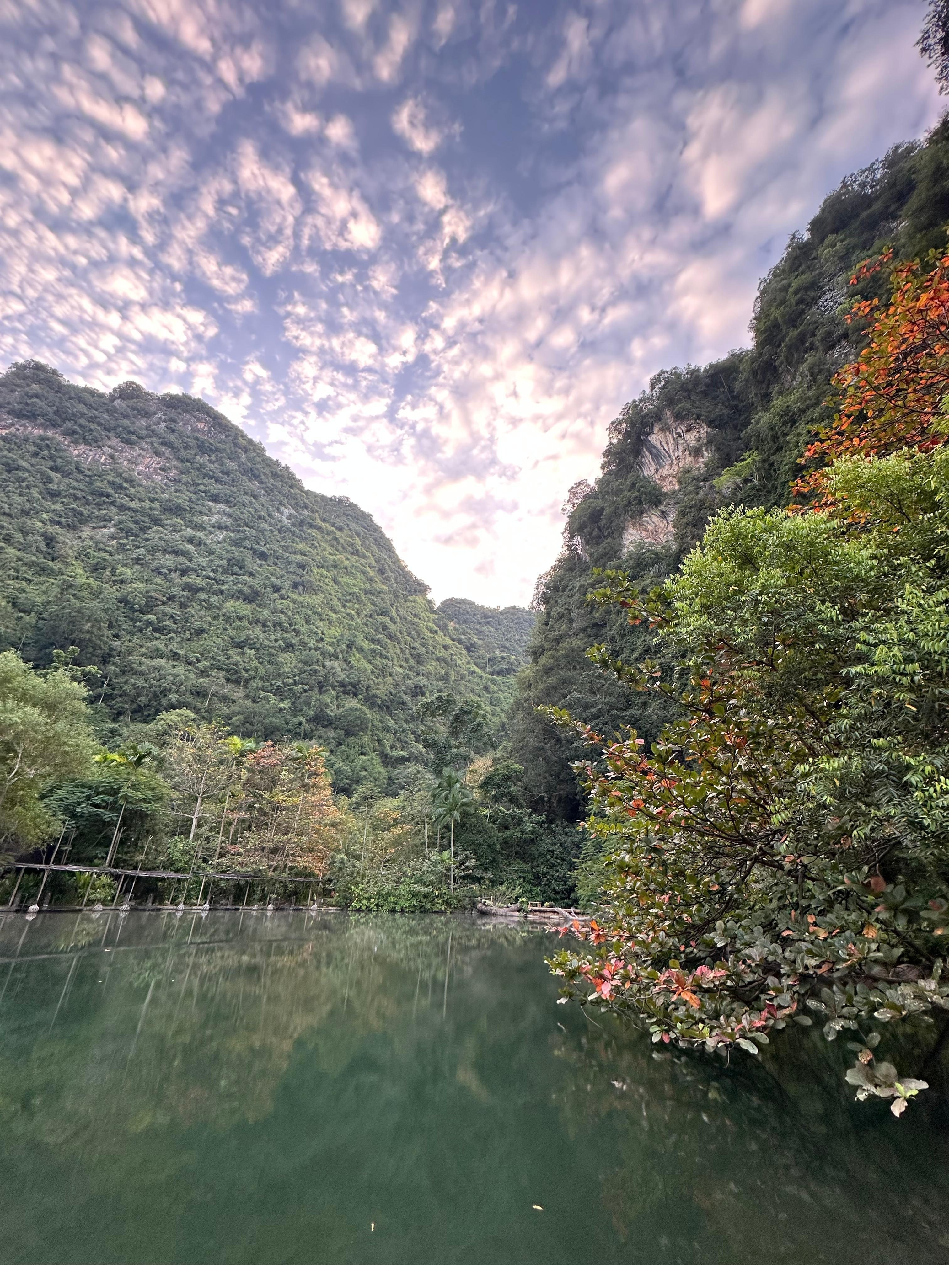 A reflective view at hot spring 