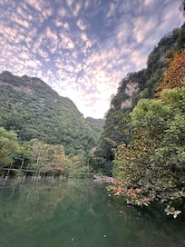 A reflective view at hot spring
