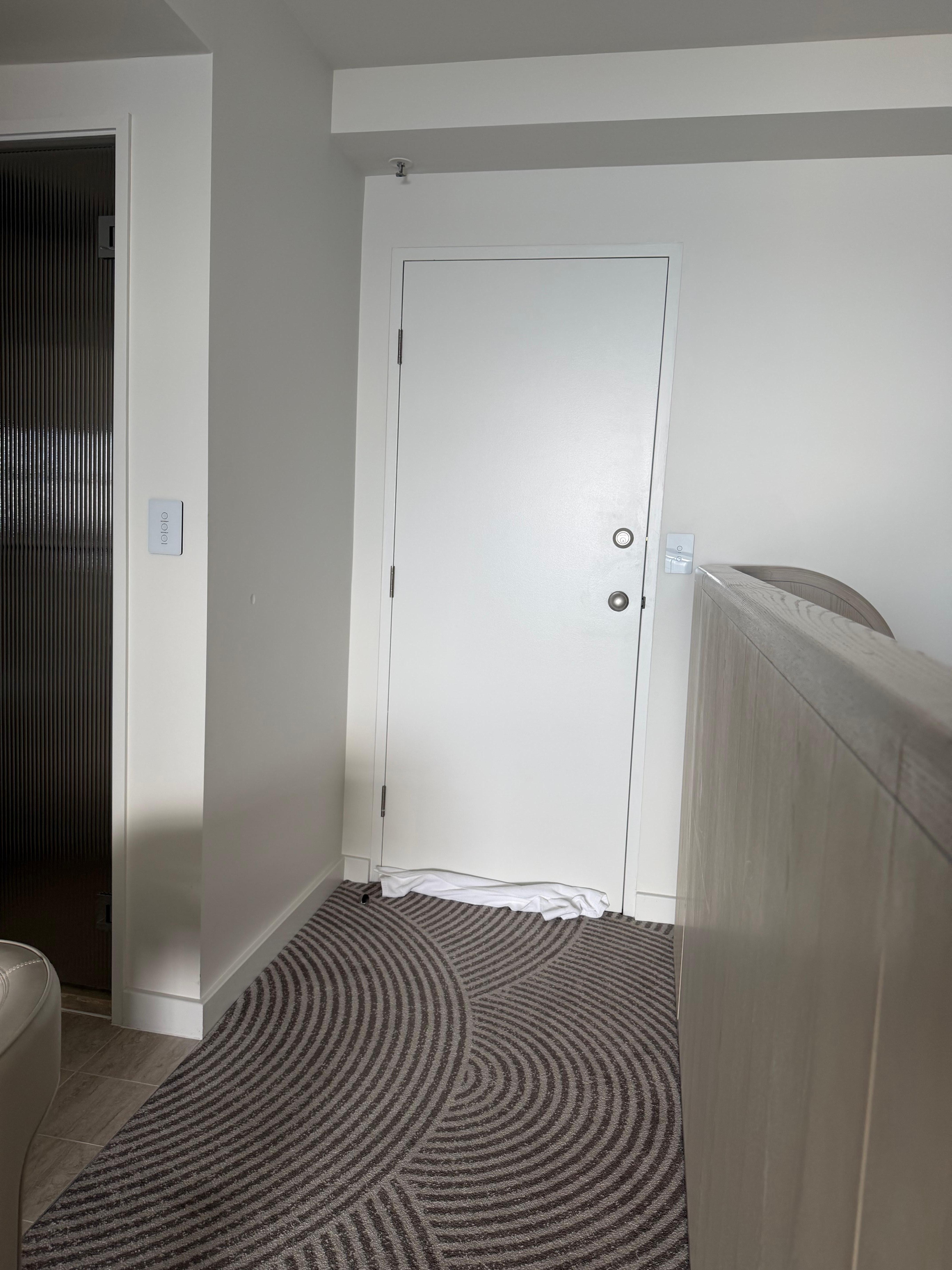 Very loud noise , voices from adjoining room, tv right next to the door, was like a loud speaker. 