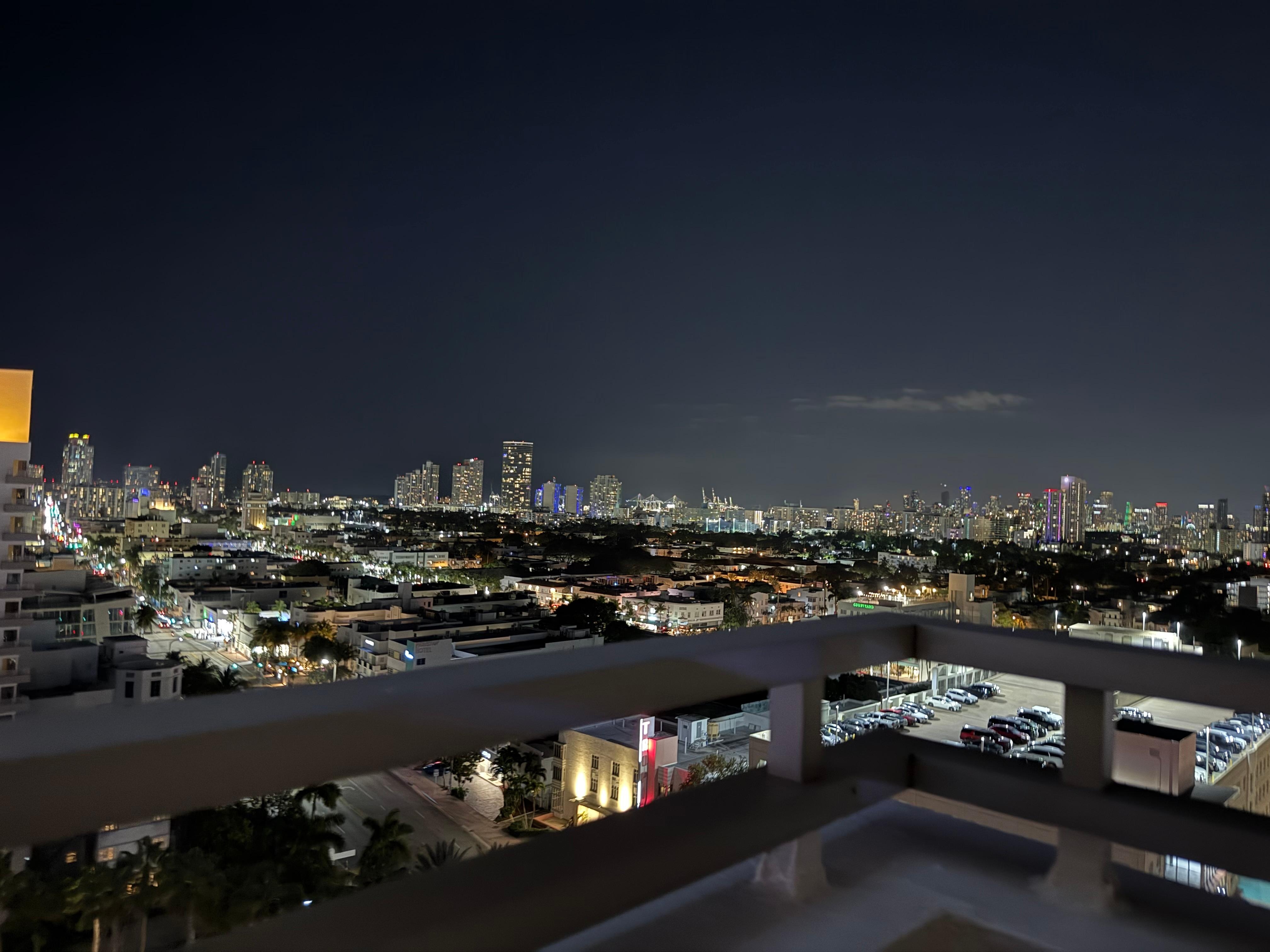 Evening city balcony view 