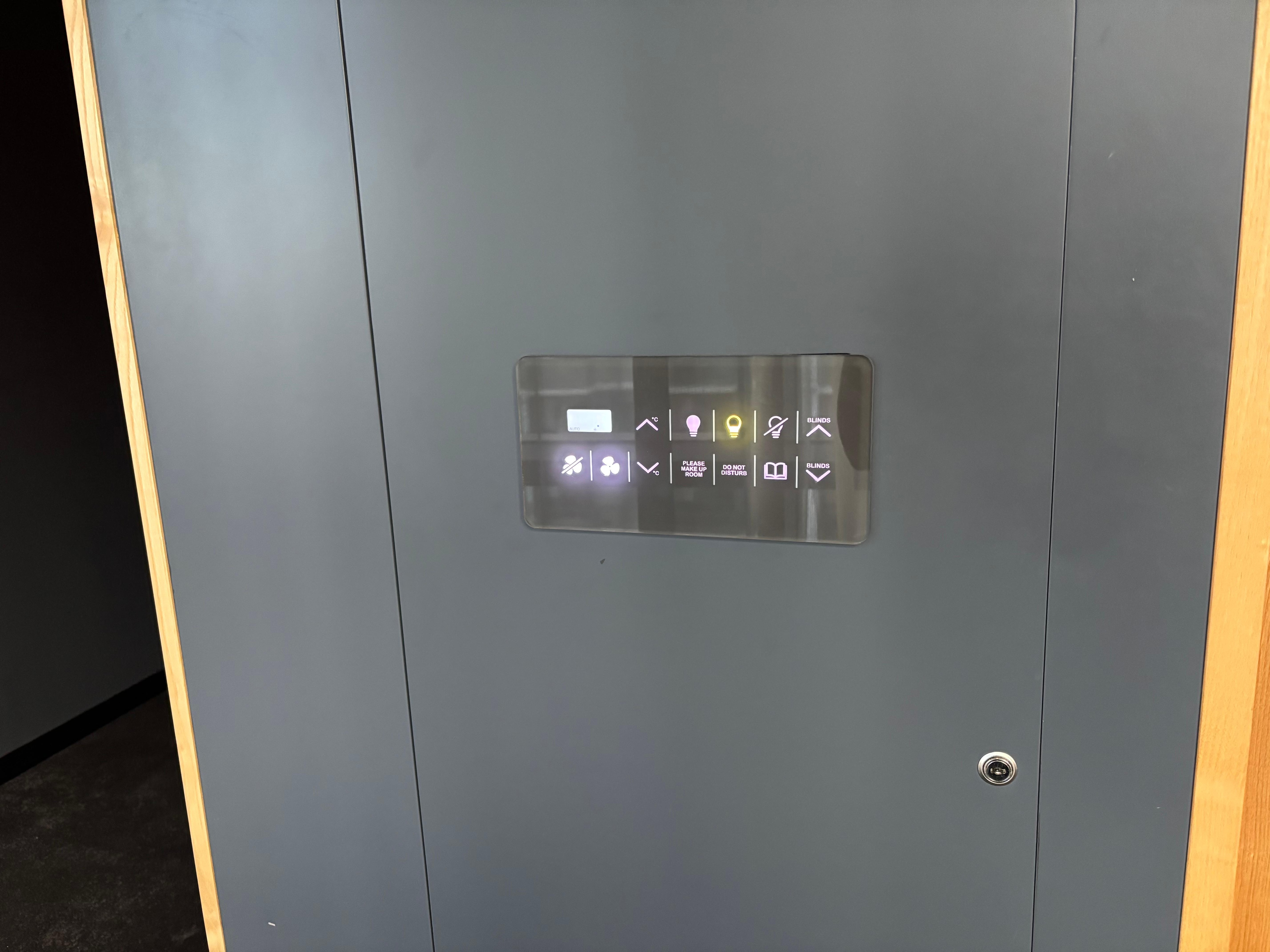 Control panel for the room activated by key card 