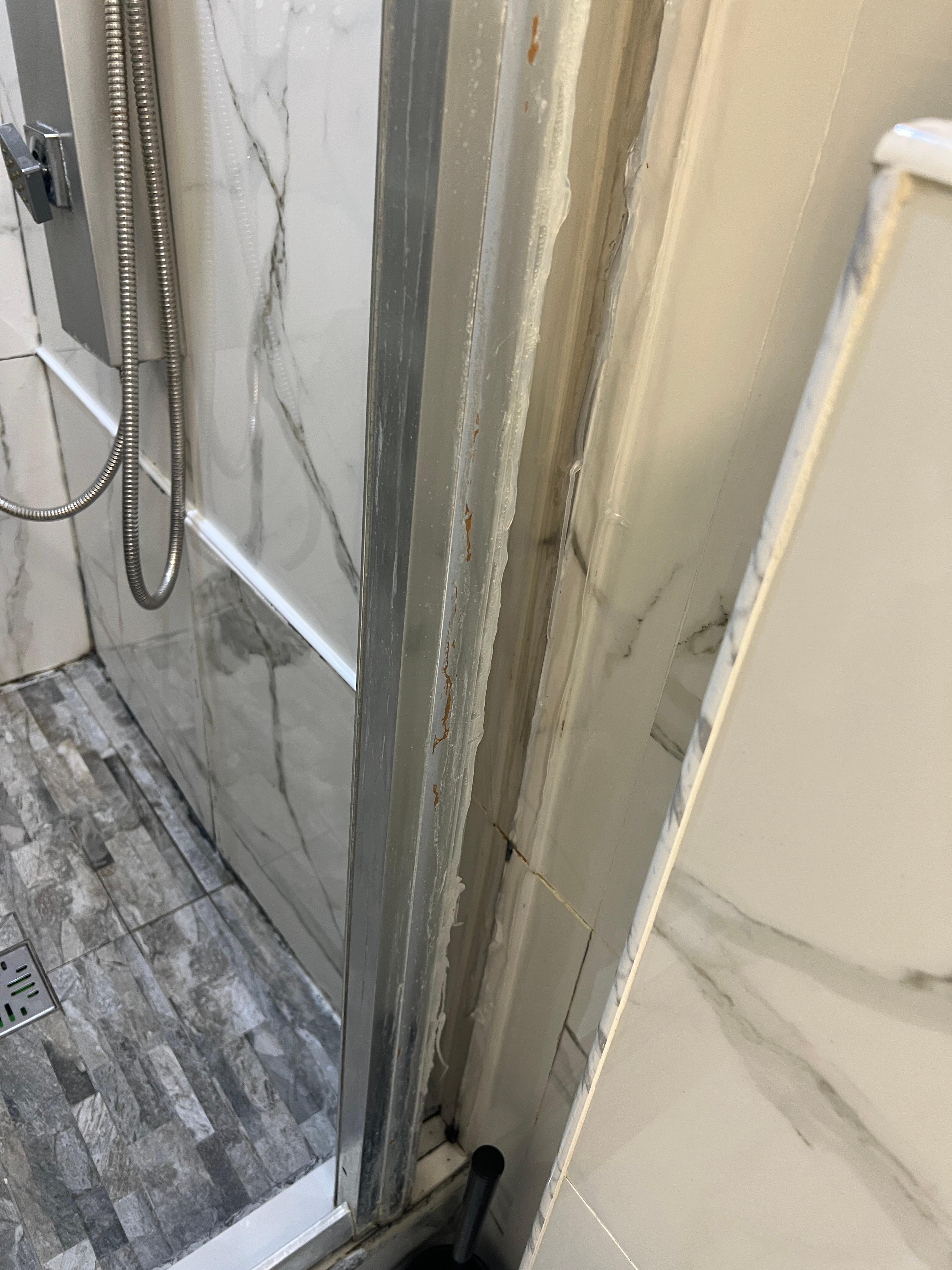 Shower pieces missing and mold