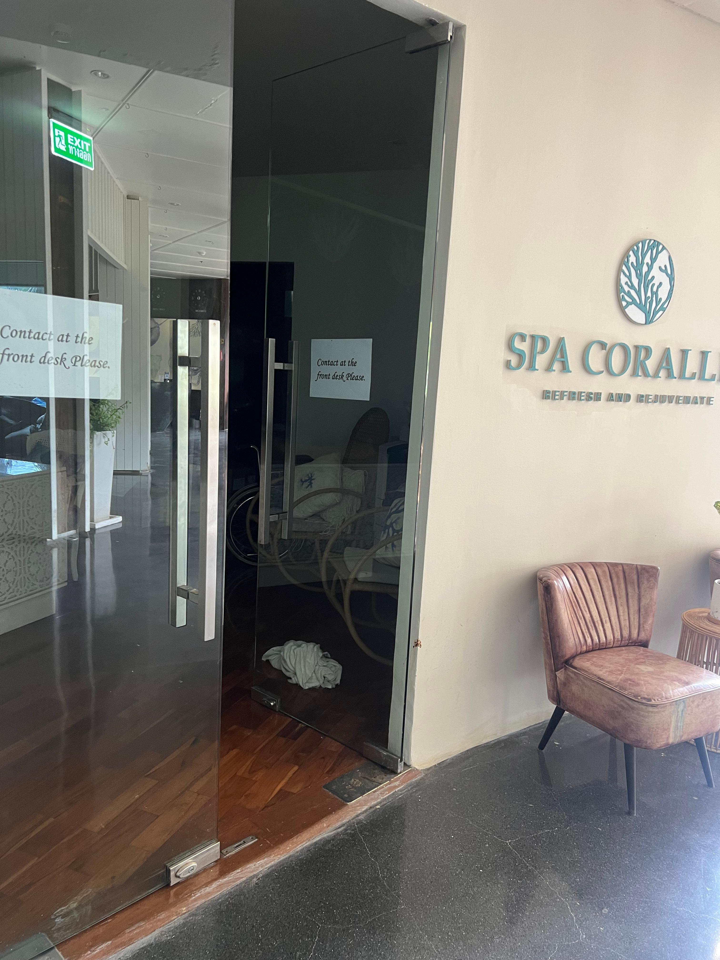 Spa is shut down and you are adviced to contact the front desk