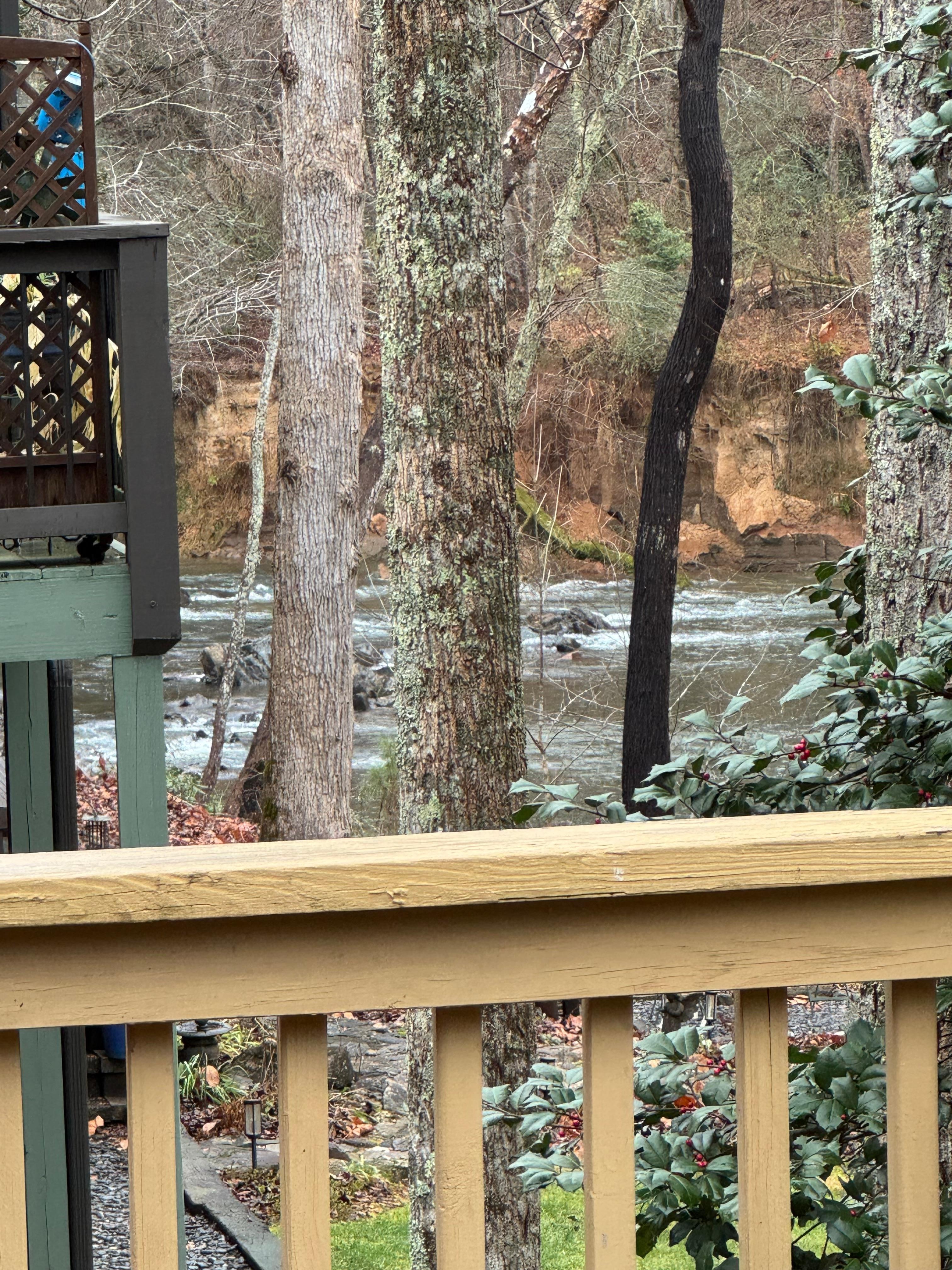 The view of the rapids off the porch. 