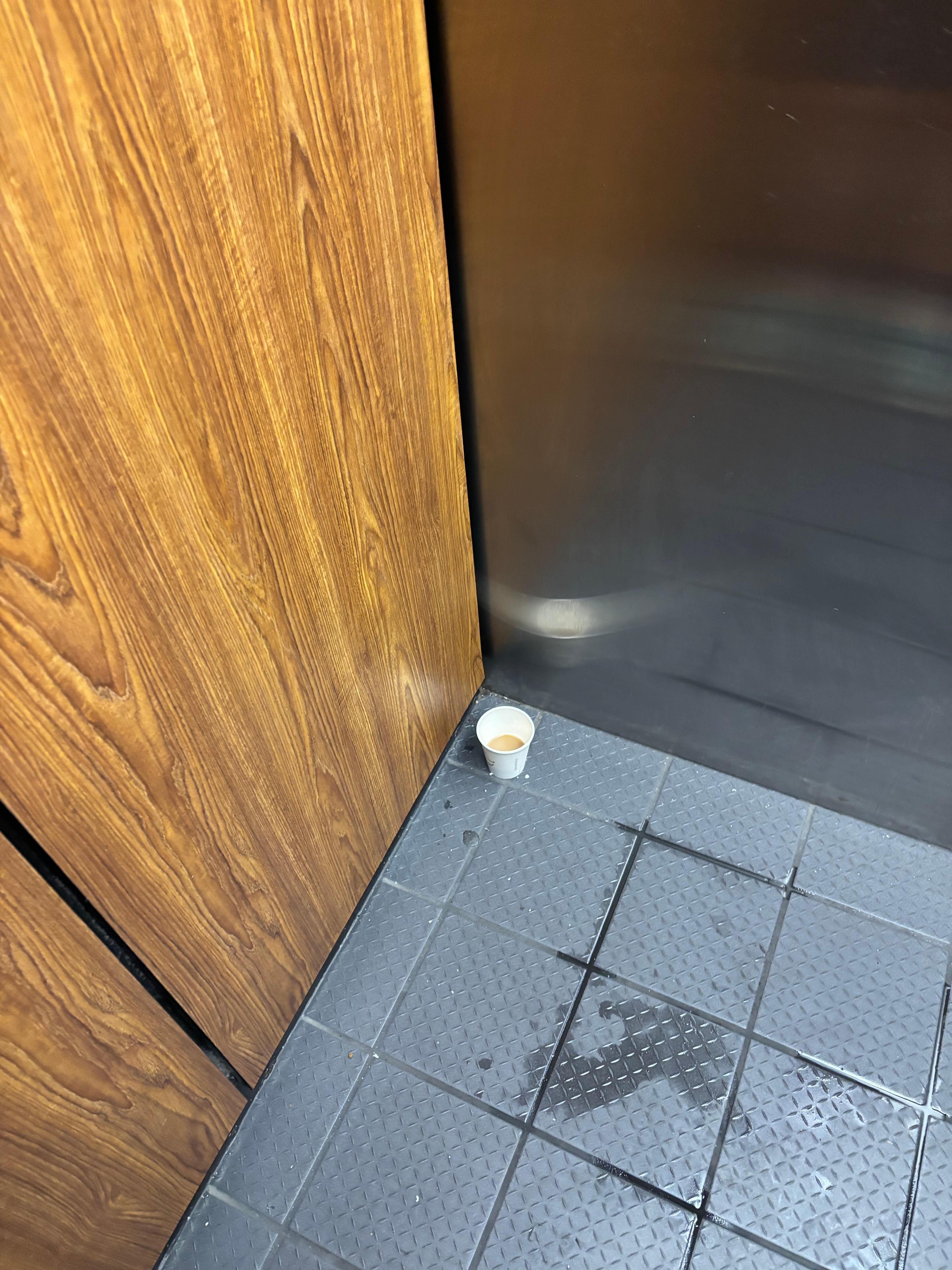 Trash in elevator for a while day